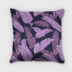 Подушка квадратная Tropical leaves 4 purple, цвет: 3D-принт