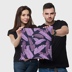 Подушка квадратная Tropical leaves 4 purple, цвет: 3D-принт — фото 2