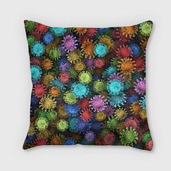 Подушка квадратная Разноцветные вирусы, цвет: 3D-принт