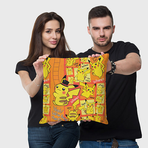 Подушка квадратная Pikachu / 3D-принт – фото 3