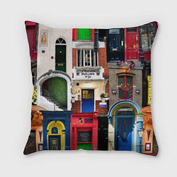 Подушка квадратная London doors цифровой коллаж, цвет: 3D-принт