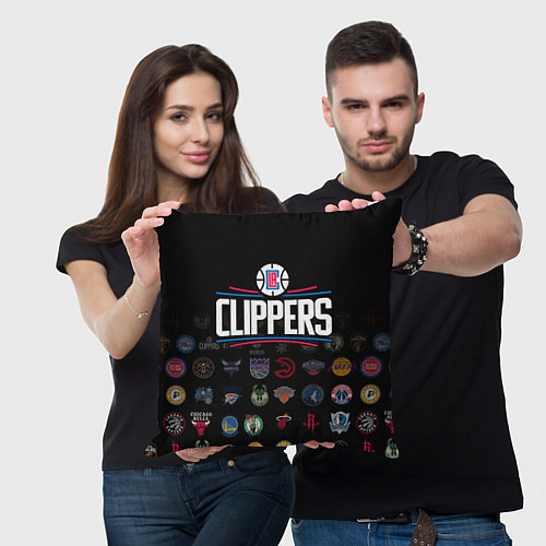 Подушка квадратная Los Angeles Clippers 2 / 3D-принт – фото 3