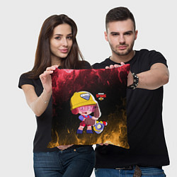 Подушка квадратная Brawl Stars JACKY, цвет: 3D-принт — фото 2