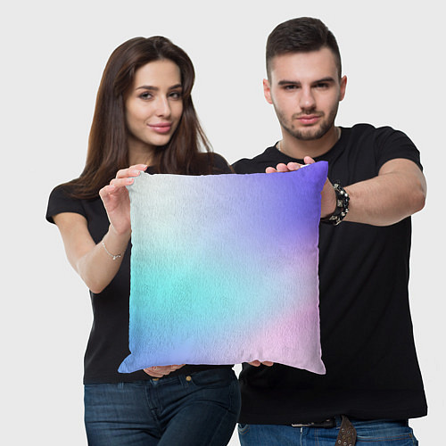 Подушка квадратная Небесно голубой градиентный / 3D-принт – фото 3