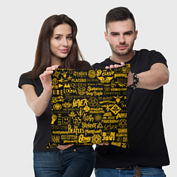 Подушка квадратная ЛОГОТИПЫ РОК ГРУПП, цвет: 3D-принт — фото 2