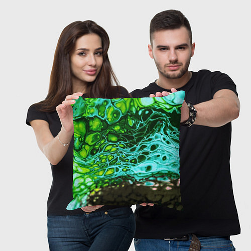 Подушка квадратная Кислотные разводы краски / 3D-принт – фото 3