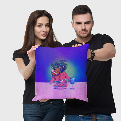 Подушка квадратная DOJA CAT / 3D-принт – фото 3