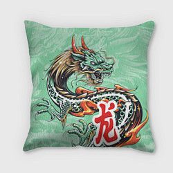 Подушка квадратная Изумрудный дракон, цвет: 3D-принт