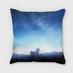 Подушка квадратная Силуэт корги ночь космос дымка, цвет: 3D-принт
