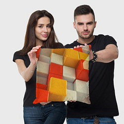 Подушка квадратная КУБЫ 3D, цвет: 3D-принт — фото 2