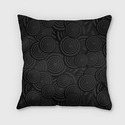 Подушка квадратная Круги черный узор геометрия, цвет: 3D-принт