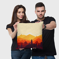 Подушка квадратная Горы закат пейзаж лиса арт, цвет: 3D-принт — фото 2