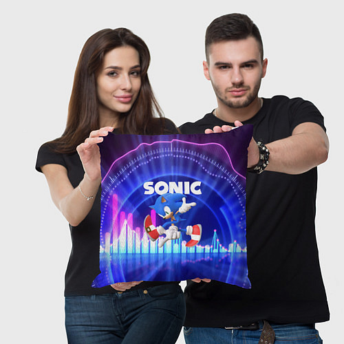 Подушка квадратная SONIC СОНИК / 3D-принт – фото 3