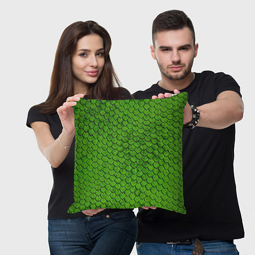 Подушка квадратная Зелёная чешуя / 3D-принт – фото 3