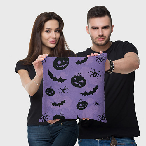 Подушка квадратная Фиолетовый хэллоуин / 3D-принт – фото 3