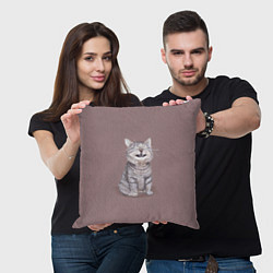Подушка квадратная Котёнок ыыы, цвет: 3D-принт — фото 2
