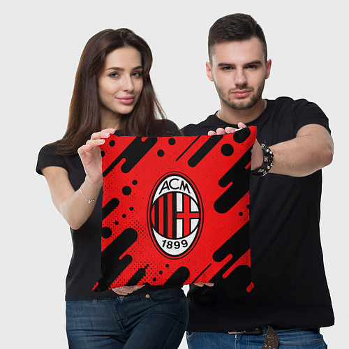 Подушка квадратная AC MILAN МИЛАН / 3D-принт – фото 3