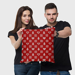 Подушка квадратная Красный рождественский свитер, цвет: 3D-принт — фото 2