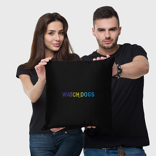 Подушка квадратная Watch Dogs Text / 3D-принт – фото 3