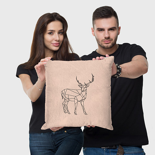 Подушка квадратная Олень, deer / 3D-принт – фото 3