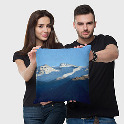 Подушка квадратная Снежные горы, цвет: 3D-принт — фото 2