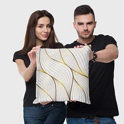 Подушка квадратная Белые лепестки, цвет: 3D-принт — фото 2