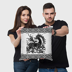 Подушка квадратная Вендельский олень чёрный 3D, цвет: 3D-принт — фото 2