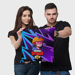 Подушка квадратная Джеки Brawl Stars Jacky, цвет: 3D-принт — фото 2