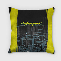Подушка квадратная Город CYBERPUNK 2077, цвет: 3D-принт
