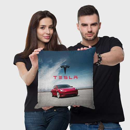 Подушка квадратная Tesla Model 3 / 3D-принт – фото 3