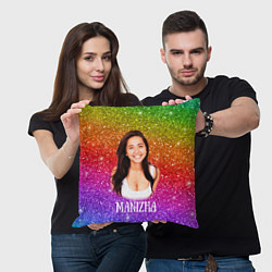 Подушка квадратная Manizha Радужные блестки, цвет: 3D-принт — фото 2
