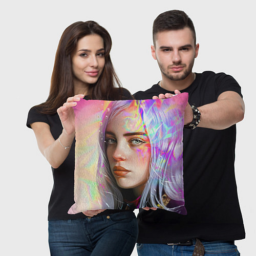 Подушка квадратная Billie Eilish / 3D-принт – фото 3