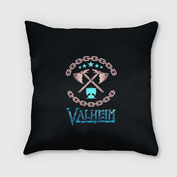 Подушка квадратная Valheim лого и цепи, цвет: 3D-принт