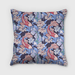 Подушка квадратная Карпы КОИ и цветки Лотоса, цвет: 3D-принт
