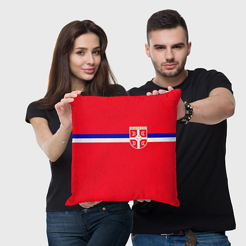 Подушка квадратная Сборная Сербии / 3D-принт – фото 3