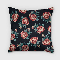 Подушка квадратная Розы, цвет: 3D-принт