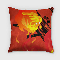 Подушка квадратная Огненный лев, цвет: 3D-принт