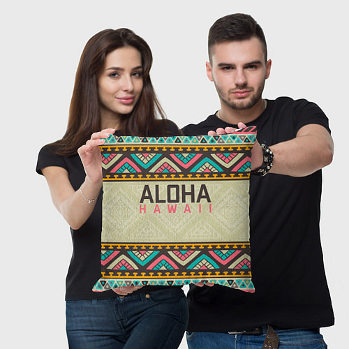 Подушка квадратная АЛОХА ГАВАЙИ, ALOHA, SUMMER / 3D-принт – фото 3