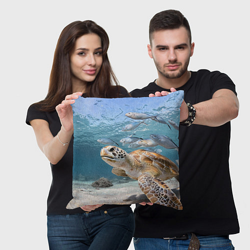 Подушка квадратная Морская черепаха / 3D-принт – фото 3