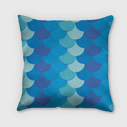 Подушка квадратная Синяя чешуя рыбы, цвет: 3D-принт