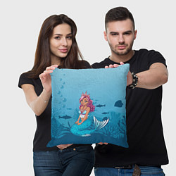 Подушка квадратная Mermaid Русалка Русалочка, цвет: 3D-принт — фото 2
