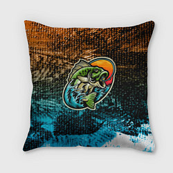 Подушка квадратная Рыба на крючке, цвет: 3D-принт