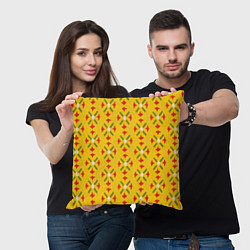 Подушка квадратная Желтый орнамент, цвет: 3D-принт — фото 2