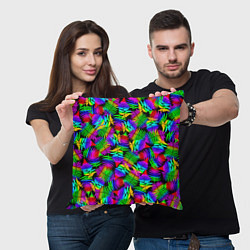 Подушка квадратная Неоновый папоротник, цвет: 3D-принт — фото 2