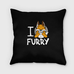 Подушка квадратная I love furry, цвет: 3D-принт