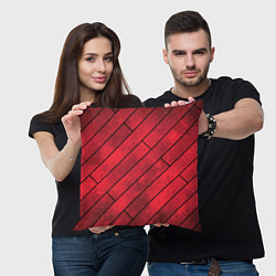 Подушка квадратная Red Boards Texture, цвет: 3D-принт — фото 2