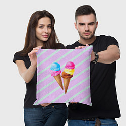 Подушка квадратная Мороженое графический фон, цвет: 3D-принт — фото 2