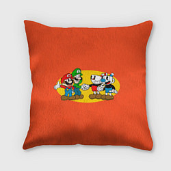 Подушка квадратная CupHead x Mario, цвет: 3D-принт