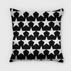 Подушка квадратная Белые звёзды на чёрном фоне 2, цвет: 3D-принт