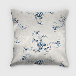 Подушка квадратная Синие цветы, цвет: 3D-принт